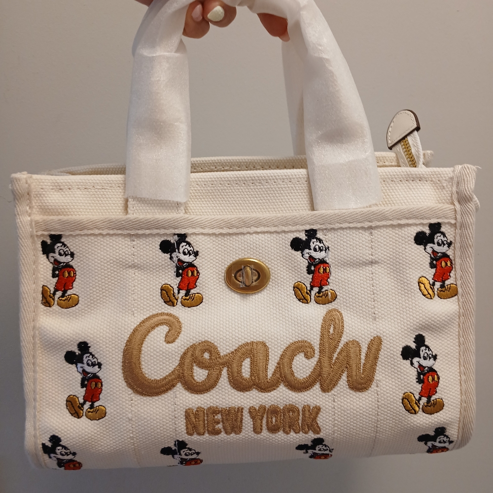 Disney X Coach Cargo Tote Bag with Mickey Mouse Print Signature Canvas